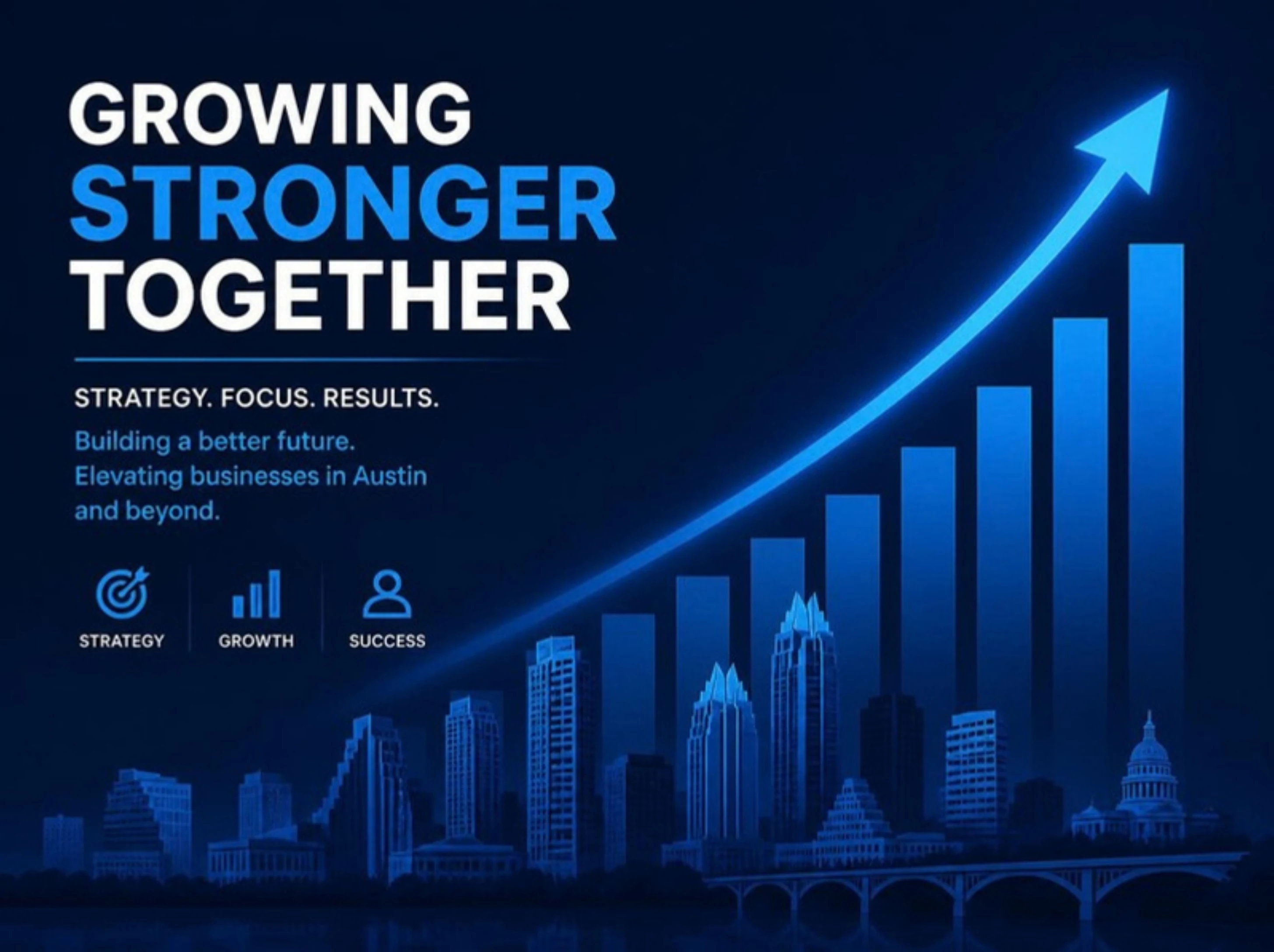GuestBrands growth partnership graphic showing Austin ranking progress