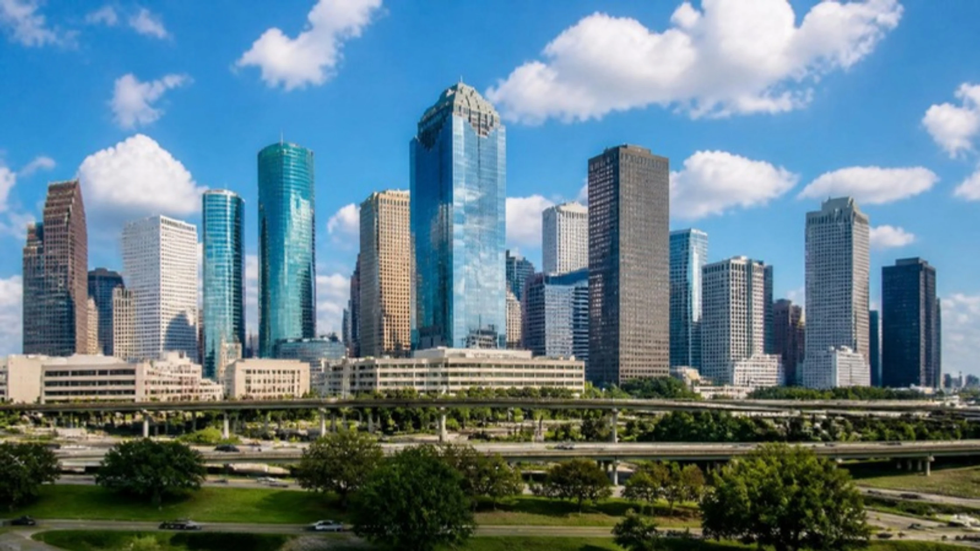 The downtown Houston skyline, GuestBrands SEO and digital marketing services