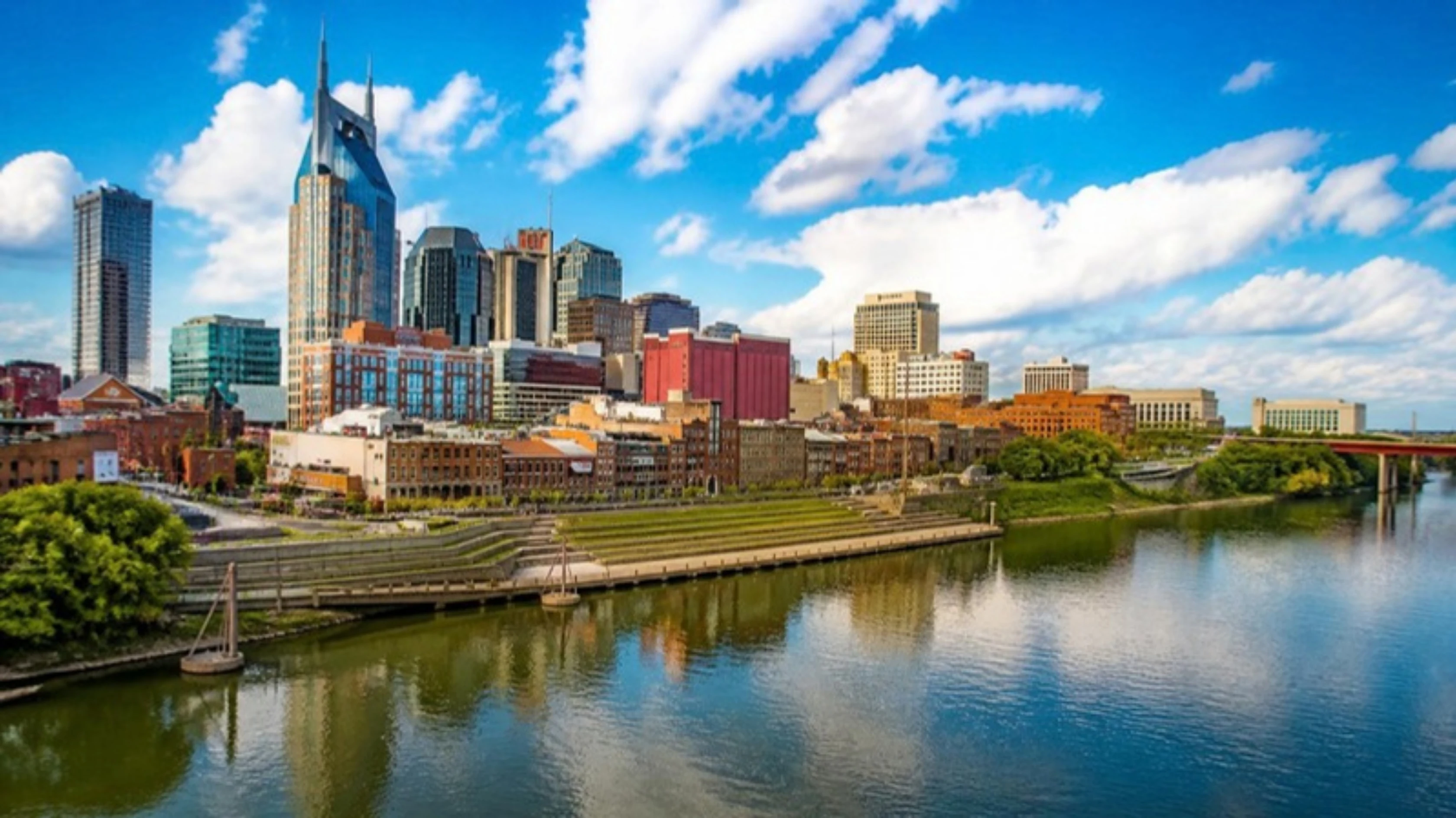 The Nashville, Tennessee skyline along the Cumberland River, GuestBrands SEO and digital marketing services