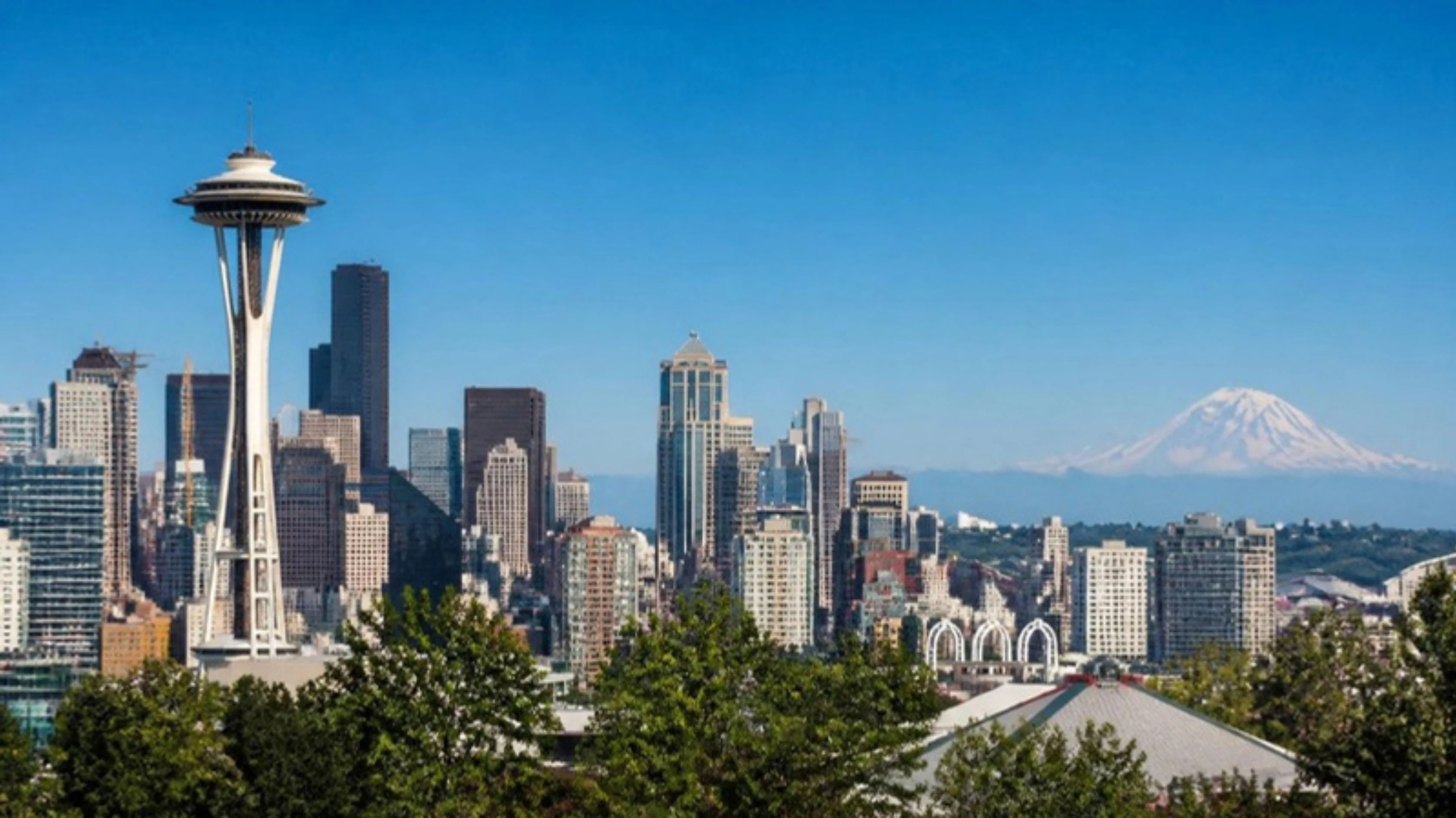 The Seattle, Washington skyline with the Space Needle, GuestBrands SEO and digital marketing services